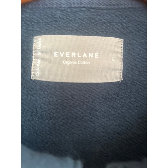 Everlane Men’s Blue Organic Cotton Quarter Zip Blue Sweatshirt/Sweater Size L - Picture 4 of 5